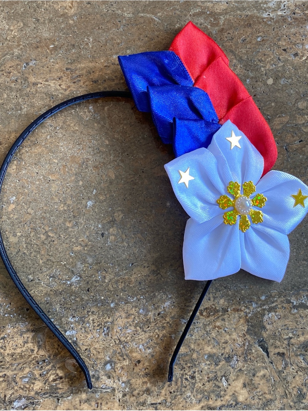 Filipiniana Red, Blue & White Floral Headband